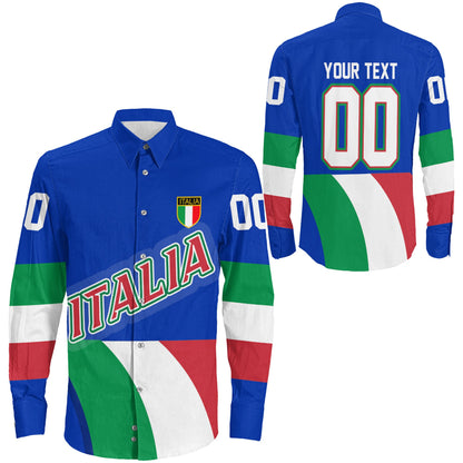 Clothing Custom Italy Team Hockey Jersey Style Long Sleeve Button Shirt