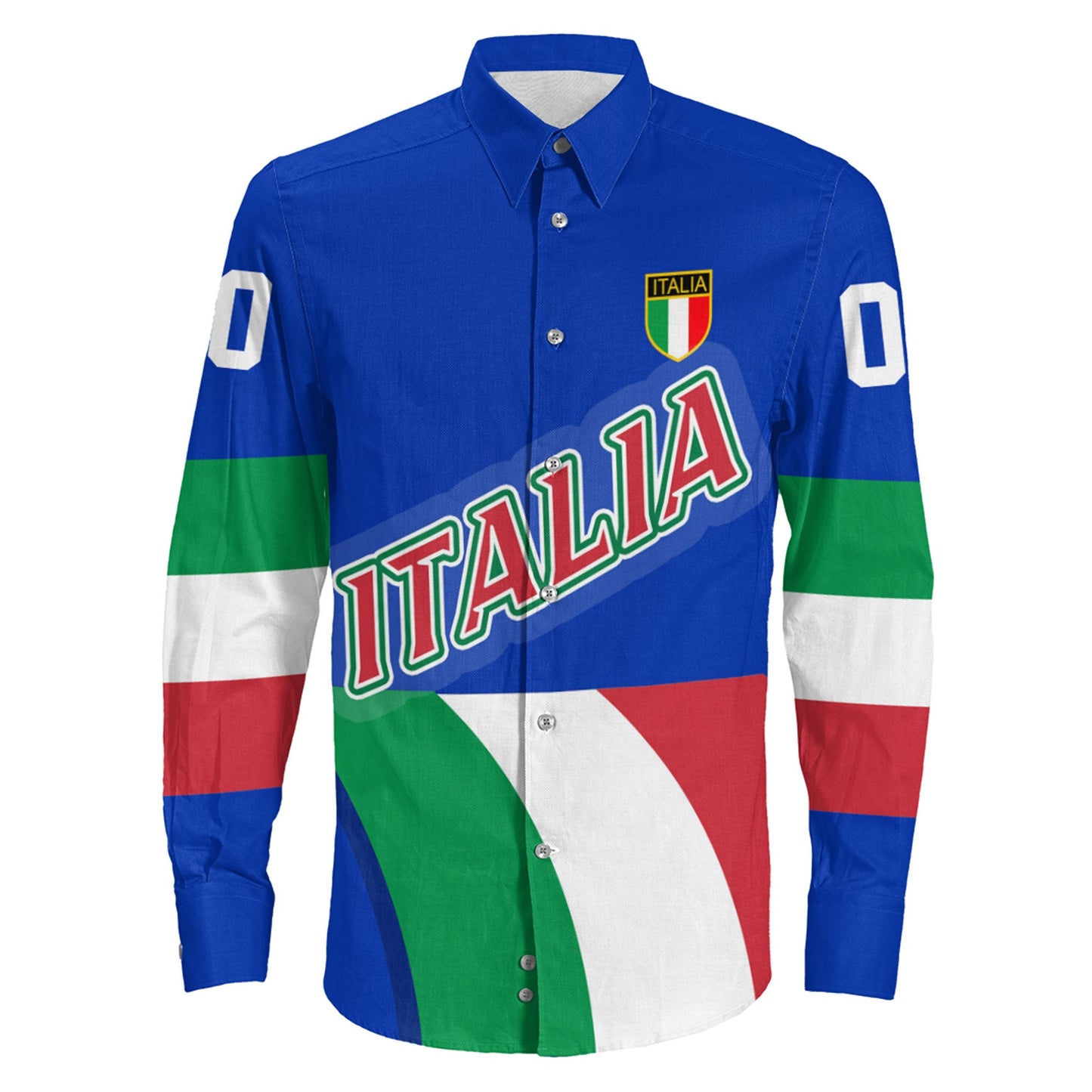 Clothing Custom Italy Team Hockey Jersey Style Long Sleeve Button Shirt