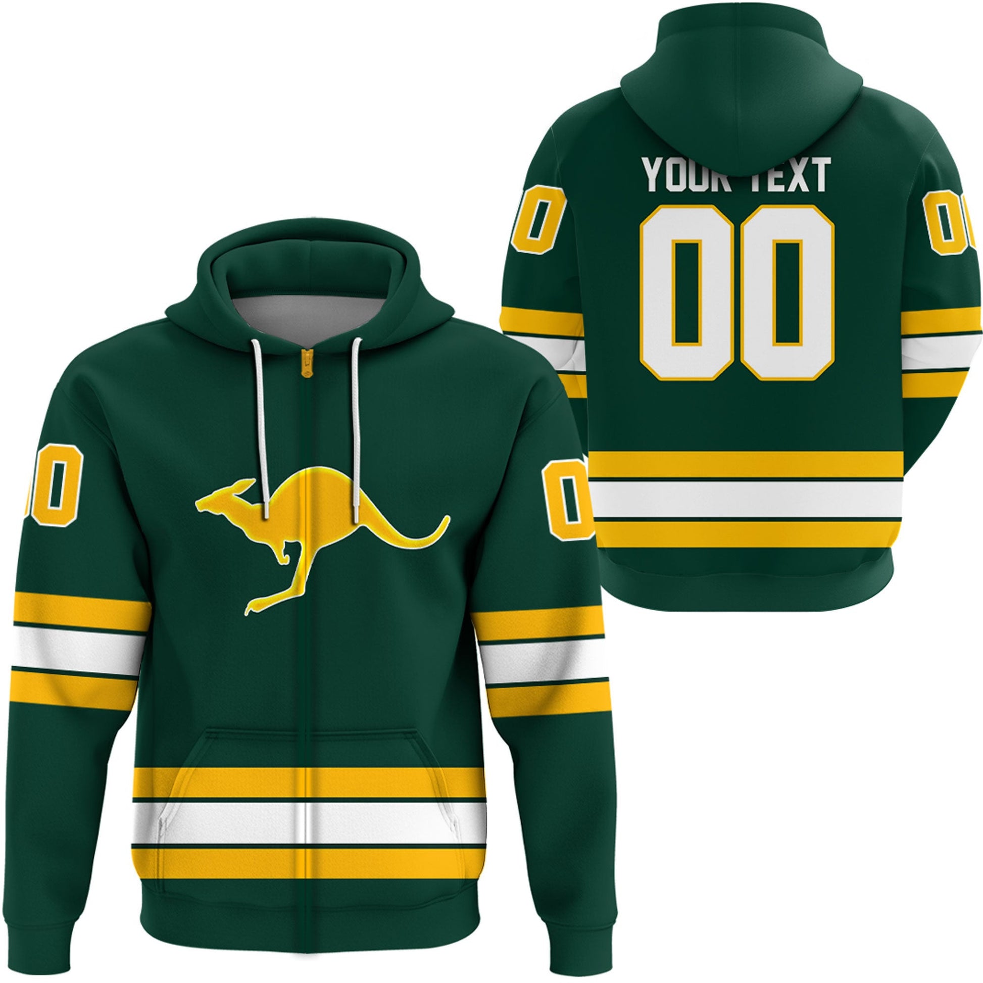 Clothing Custom Australia Team Hockey Jersey Style Zip Hoodie