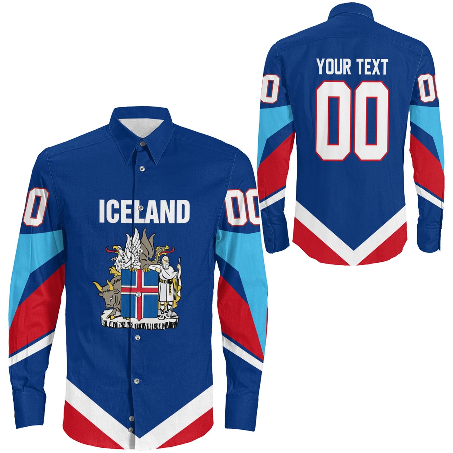 Clothing Custom Iceland Hockey Jersey Style Long Sleeve Button Shirt