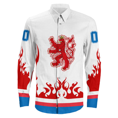 Clothing Custom Luxembourg Team Hockey Jersey Style Long Sleeve Button Shirt