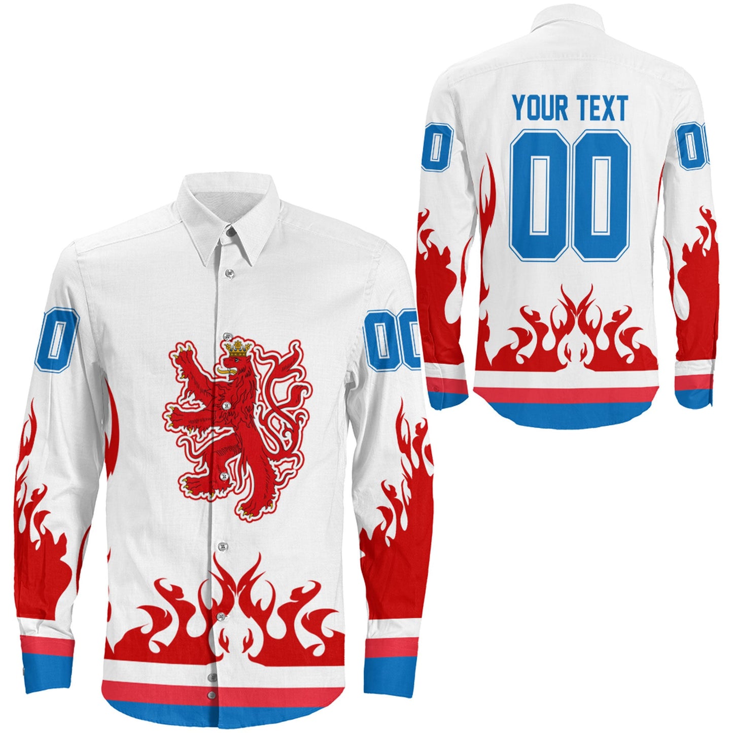Clothing Custom Luxembourg Team Hockey Jersey Style Long Sleeve Button Shirt