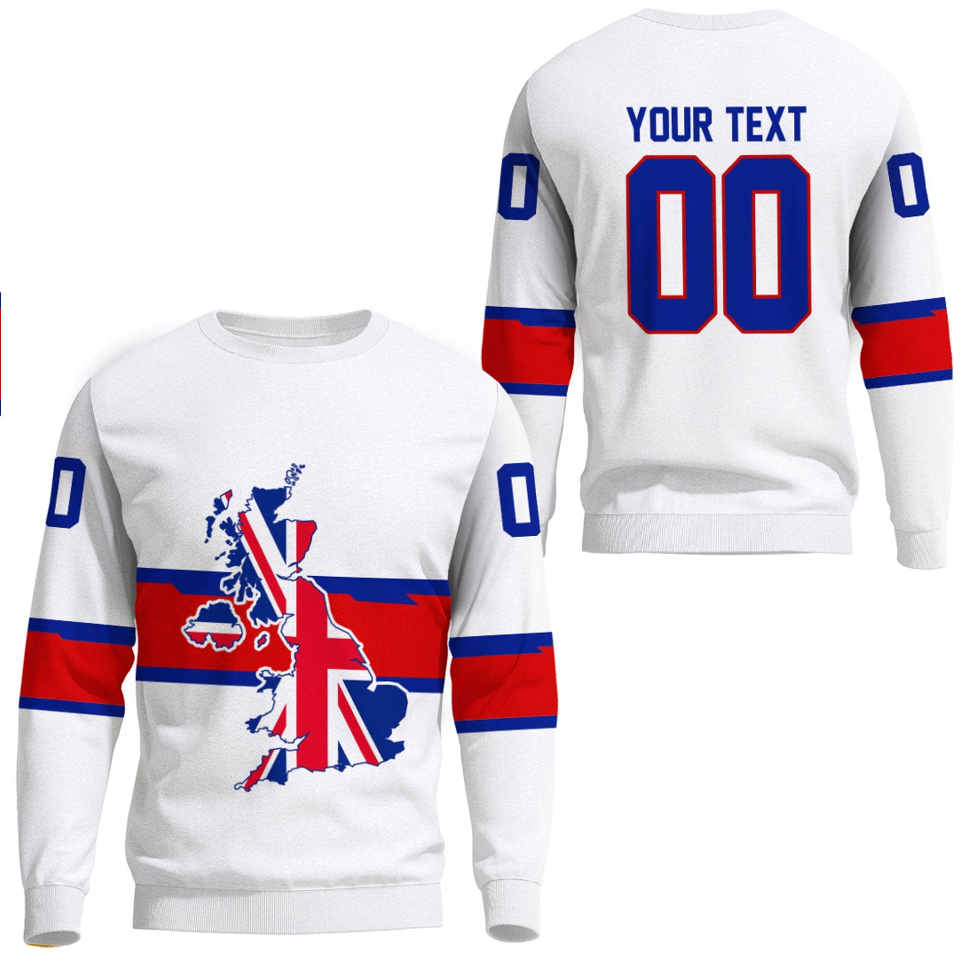 Clothing Custom Great Britain White Version Team Hockey Jersey Style Sweatshirts