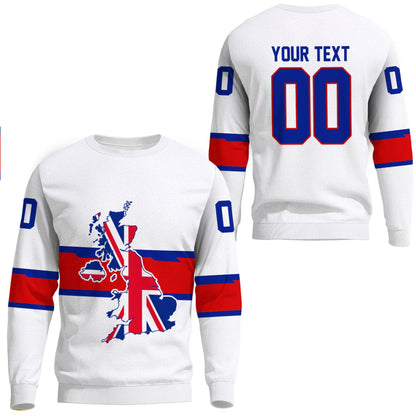 Clothing Custom Great Britain White Version Team Hockey Jersey Style Sweatshirts
