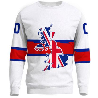 Clothing Custom Great Britain White Version Team Hockey Jersey Style Sweatshirts