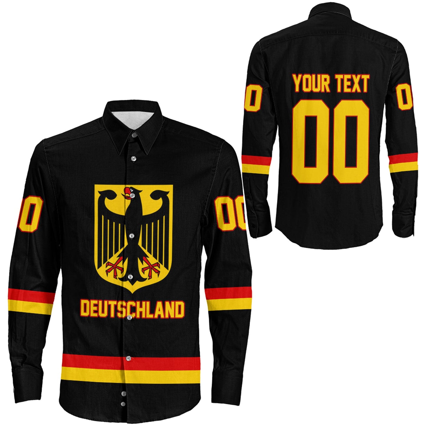 Clothing Custom Germany Hockey Jersey Style Long Sleeve Button Shirt