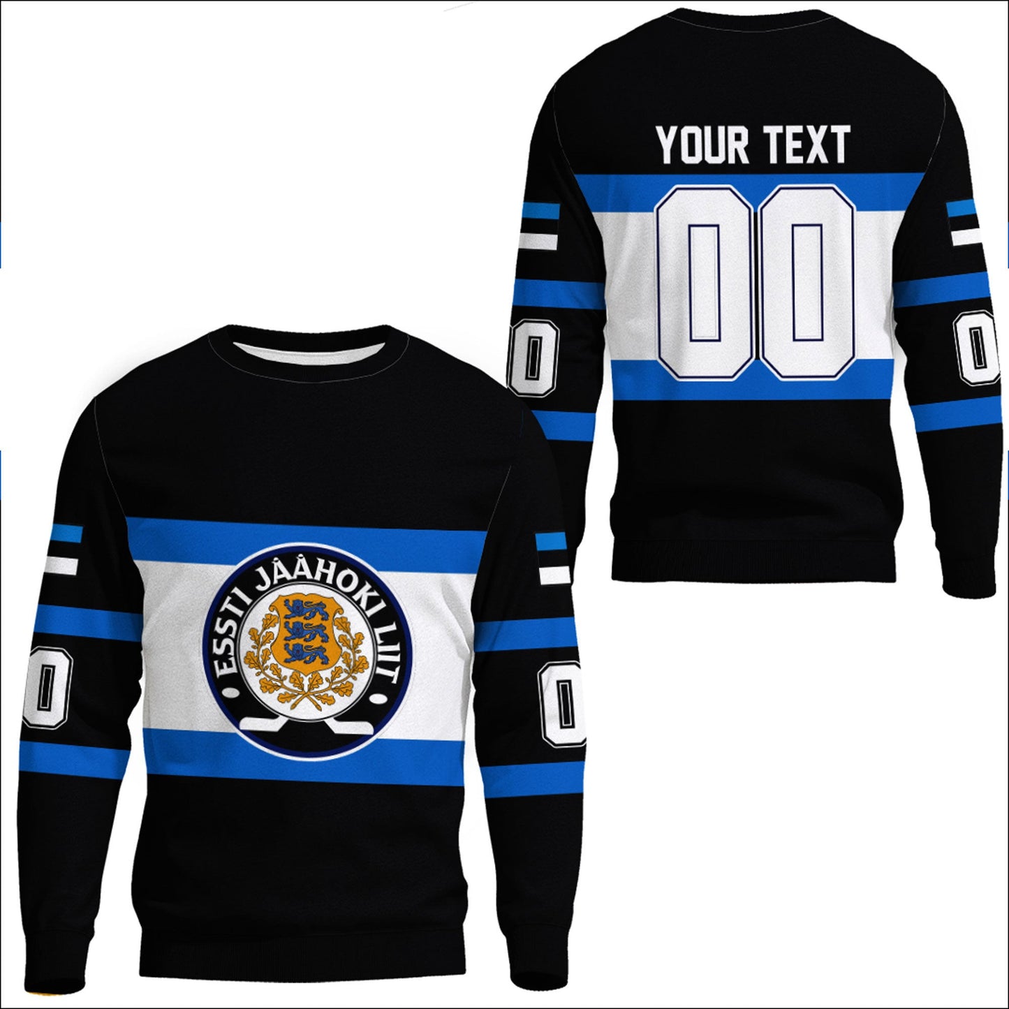 Clothing Custom Estonia Team Hockey Jersey Style Sweatshirts