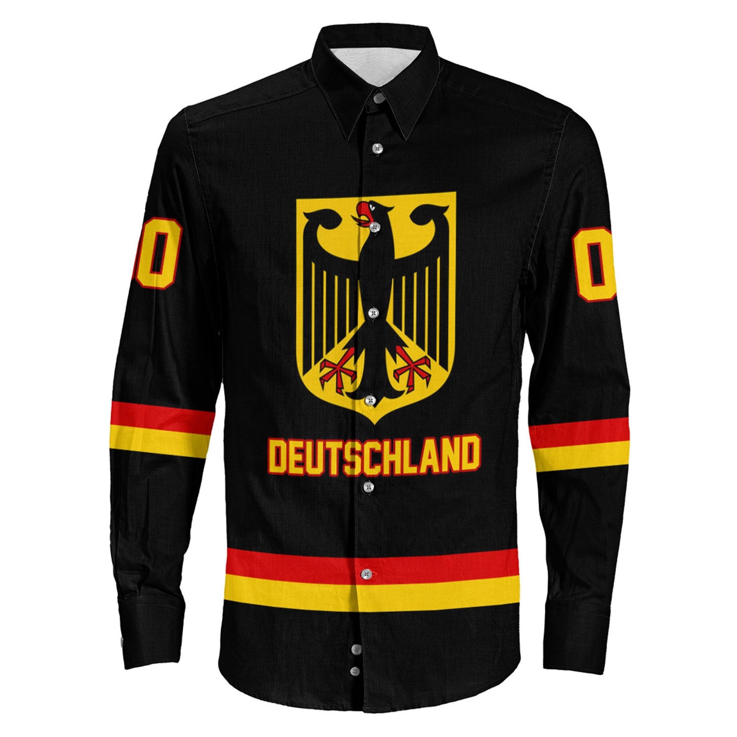 Clothing Custom Germany Hockey Jersey Style Long Sleeve Button Shirt