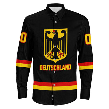Clothing Custom Germany Hockey Jersey Style Long Sleeve Button Shirt