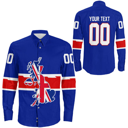 Clothing Custom Great Britain Team Hockey Jersey Style Long Sleeve Button Shirt