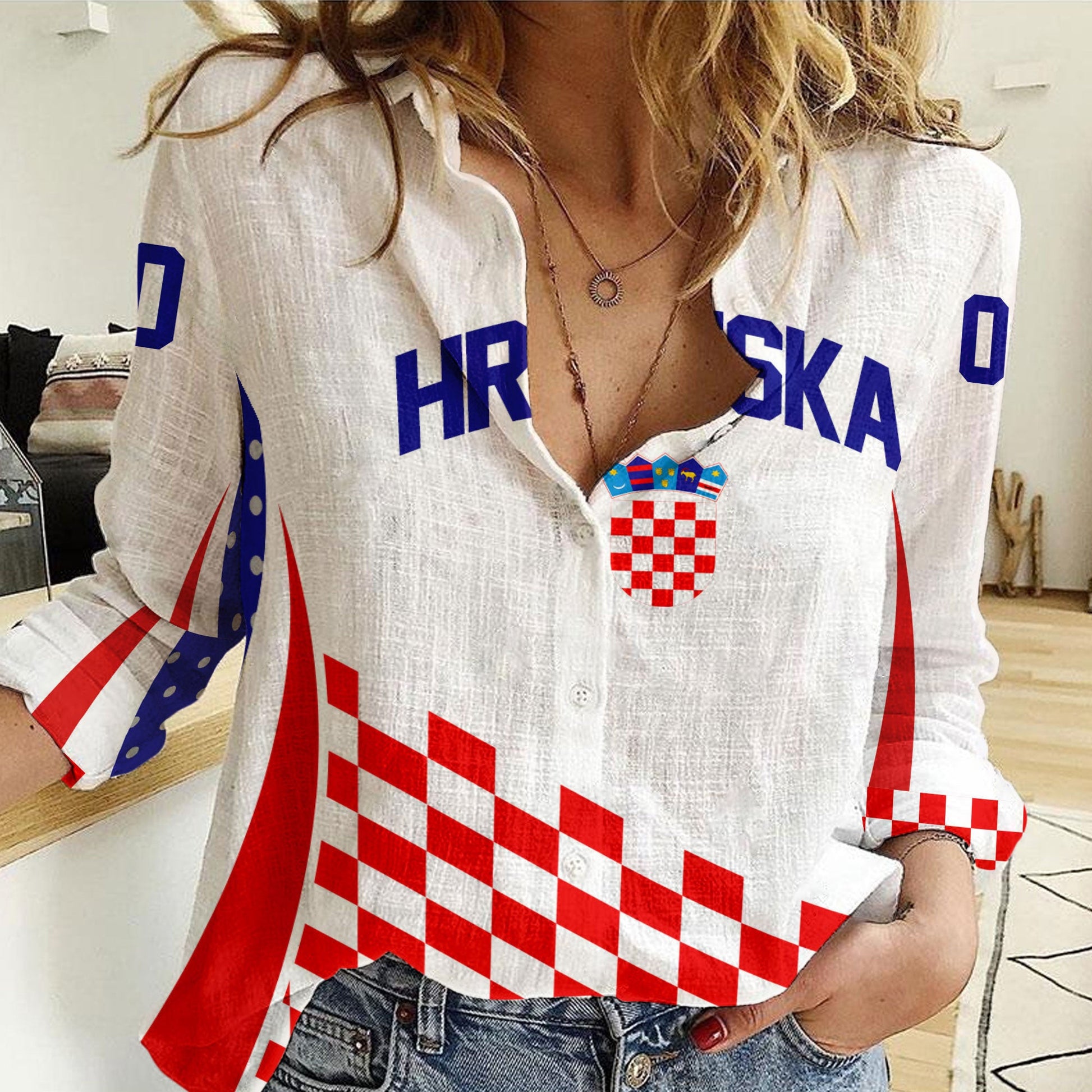 Clothing Custom Croatia Hockey Jersey Style White Version Women Casual Shirt