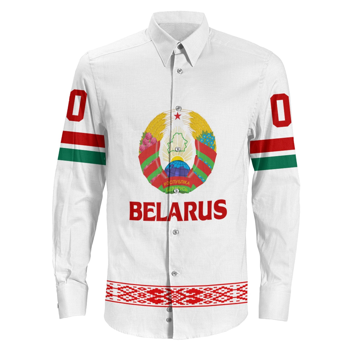 Clothing Custom Belarus Team Hockey Jersey Style Long Sleeve Button Shirt