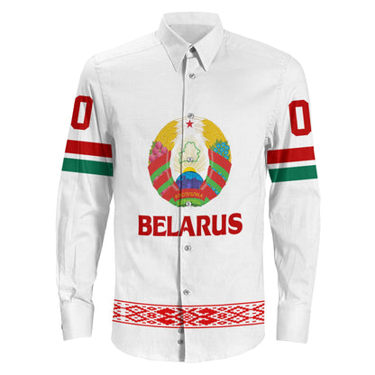 Clothing Custom Belarus Team Hockey Jersey Style Long Sleeve Button Shirt
