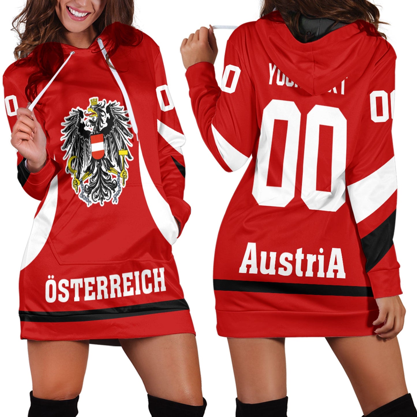 Clothing Custom Austria Hockey Jersey Style Hoodie Dress