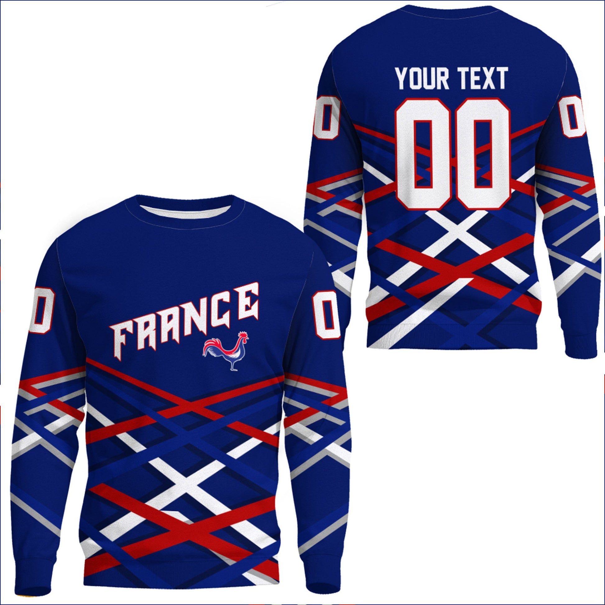Clothing Custom France Hockey Jersey Style Blue Verison Sweatshirts