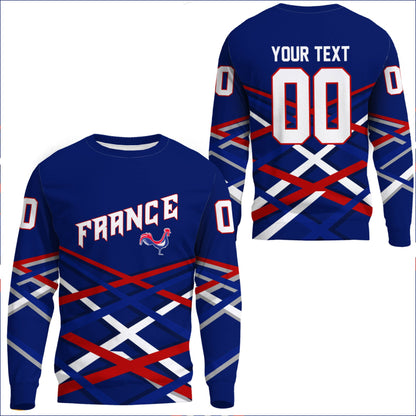 Clothing Custom France Hockey Jersey Style Blue Verison Sweatshirts