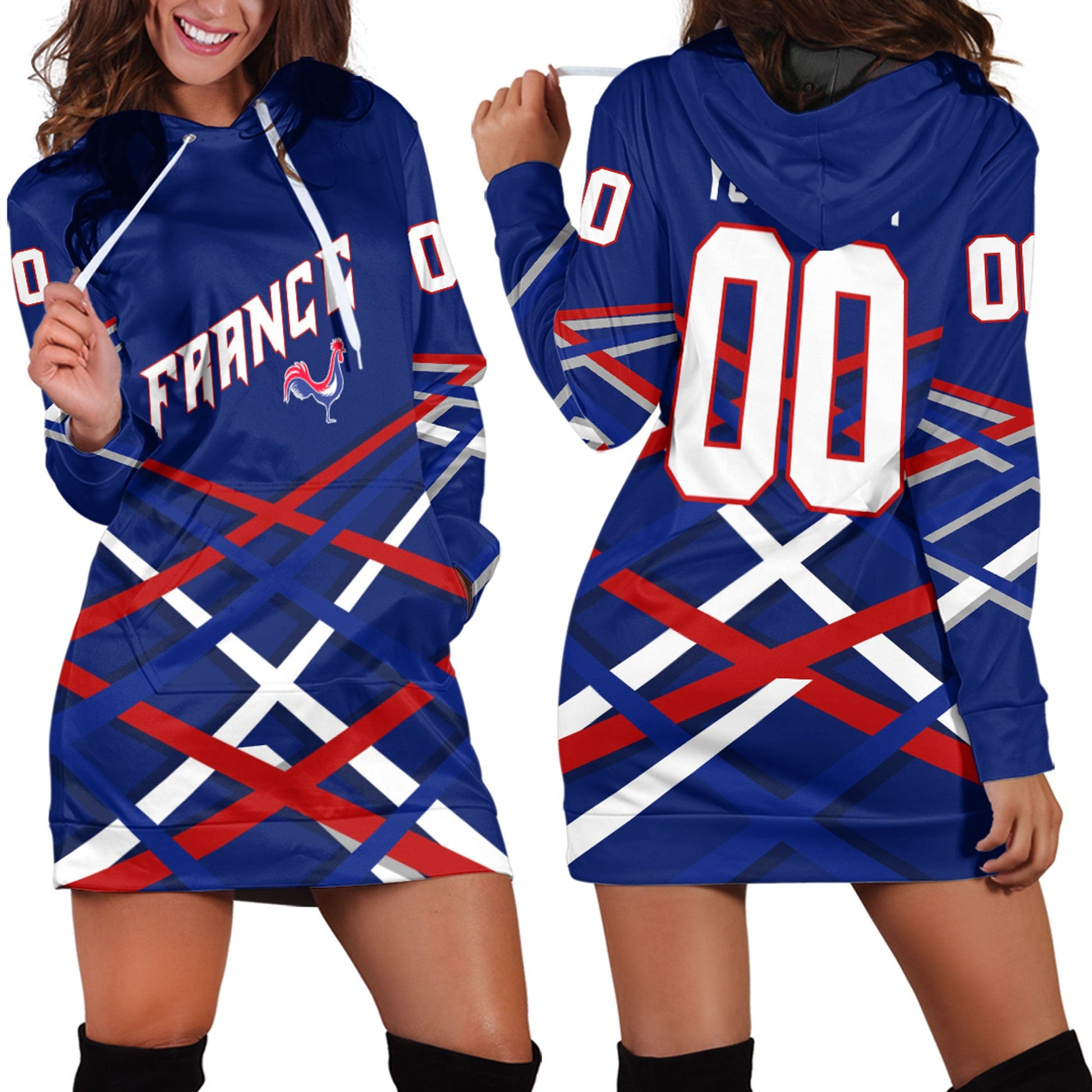 Clothing Custom France Hockey Jersey Style Blue Verison Hoodie Dress