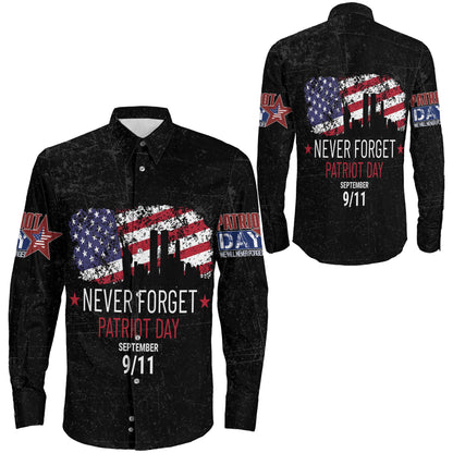 Patriot Day Never Forget September 911 Long Sleeve Button Shirt