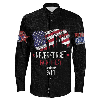 Patriot Day Never Forget September 911 Long Sleeve Button Shirt