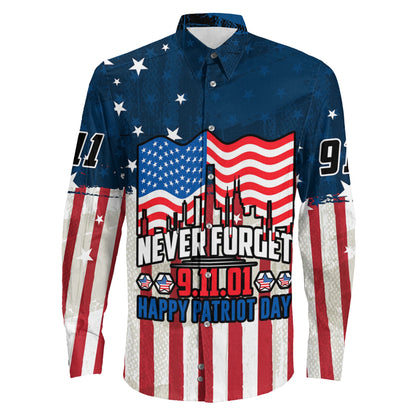 Patriot Day Never Forget 911 Long Sleeve Button Shirt