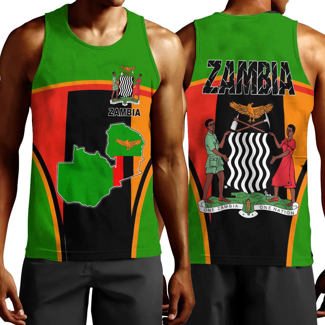 Clothing Zambia Active Flag Men Tank Top