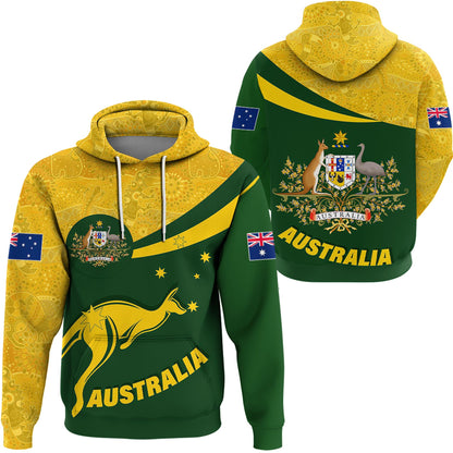 Clothing Australia Coat Of Arms Active Sport Pattern Gold Hoodie