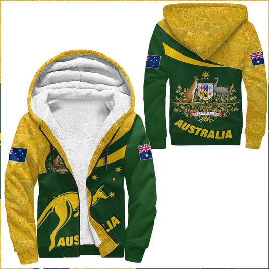 Clothing Australia Coat Of Arms Active Sport Pattern Gold Sherpa Hoodies