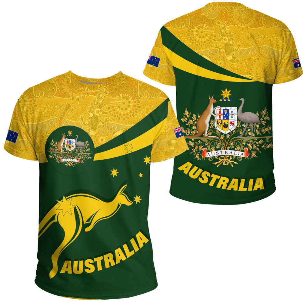 Clothing Australia Coat Of Arms Active Sport Pattern Gold T Shirt