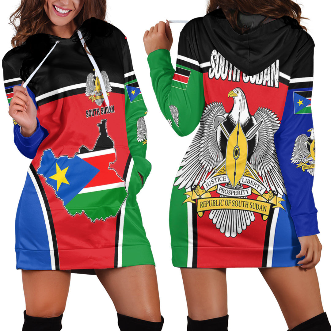Clothing South Sudan Active Flag Hoodie Dress
