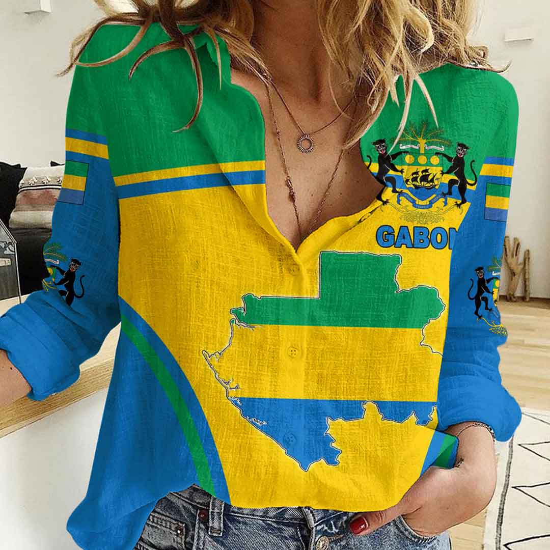 Clothing Gabon Active Flag Women Casual Shirt
