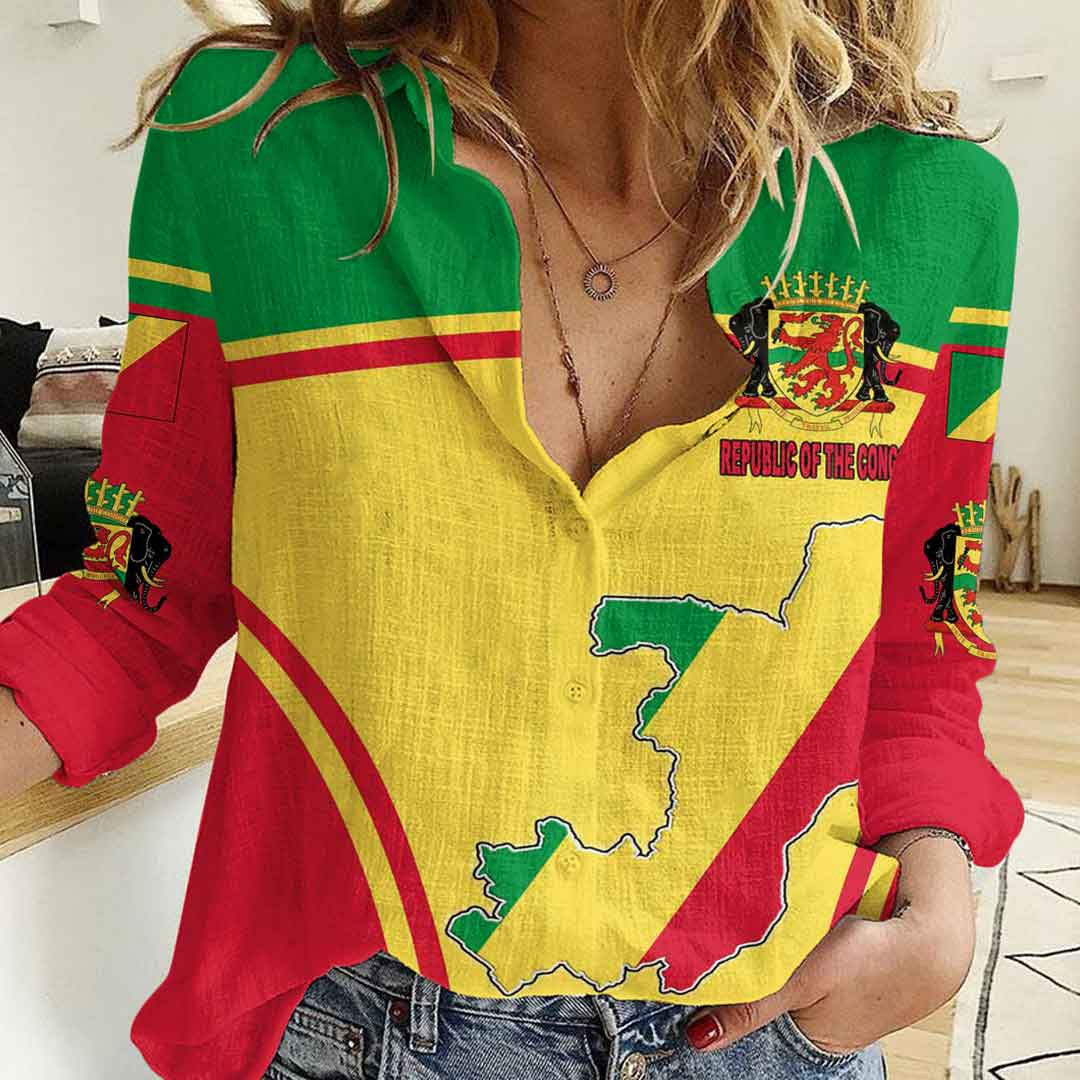 Clothing Republic of the Congo Active Flag Women Casual Shirt