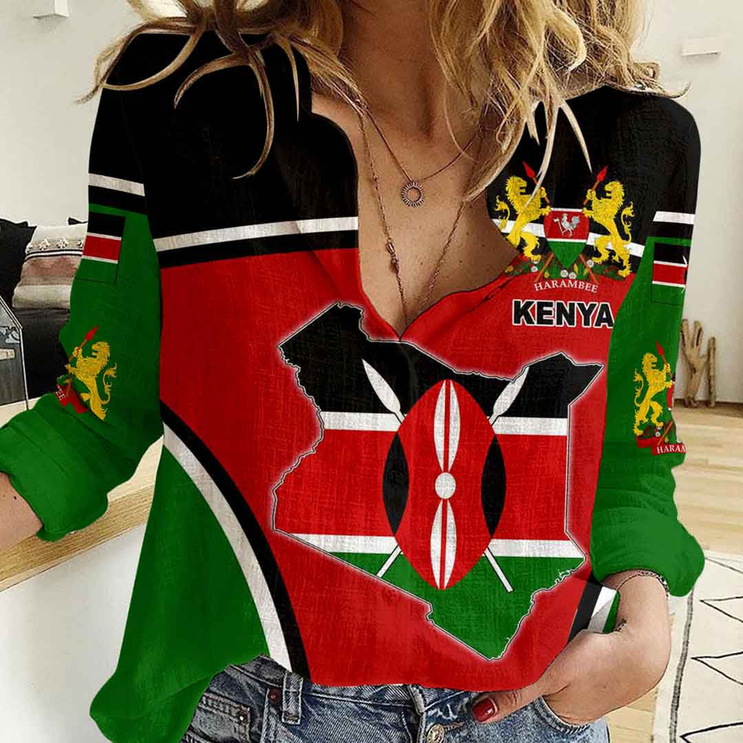 Clothing Kenya Active Flag Women Casual Shirt