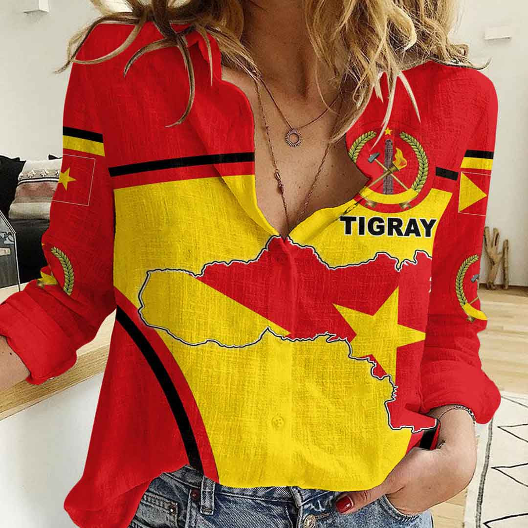 Clothing Tigray Active Flag Women Casual Shirt