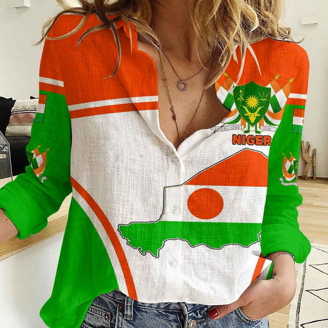 Clothing Niger Active Flag Women Casual Shirt