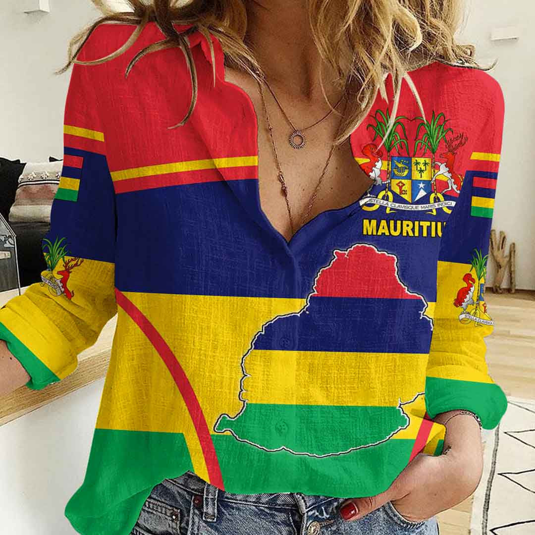 Clothing Mauritius Active Flag Women Casual Shirt
