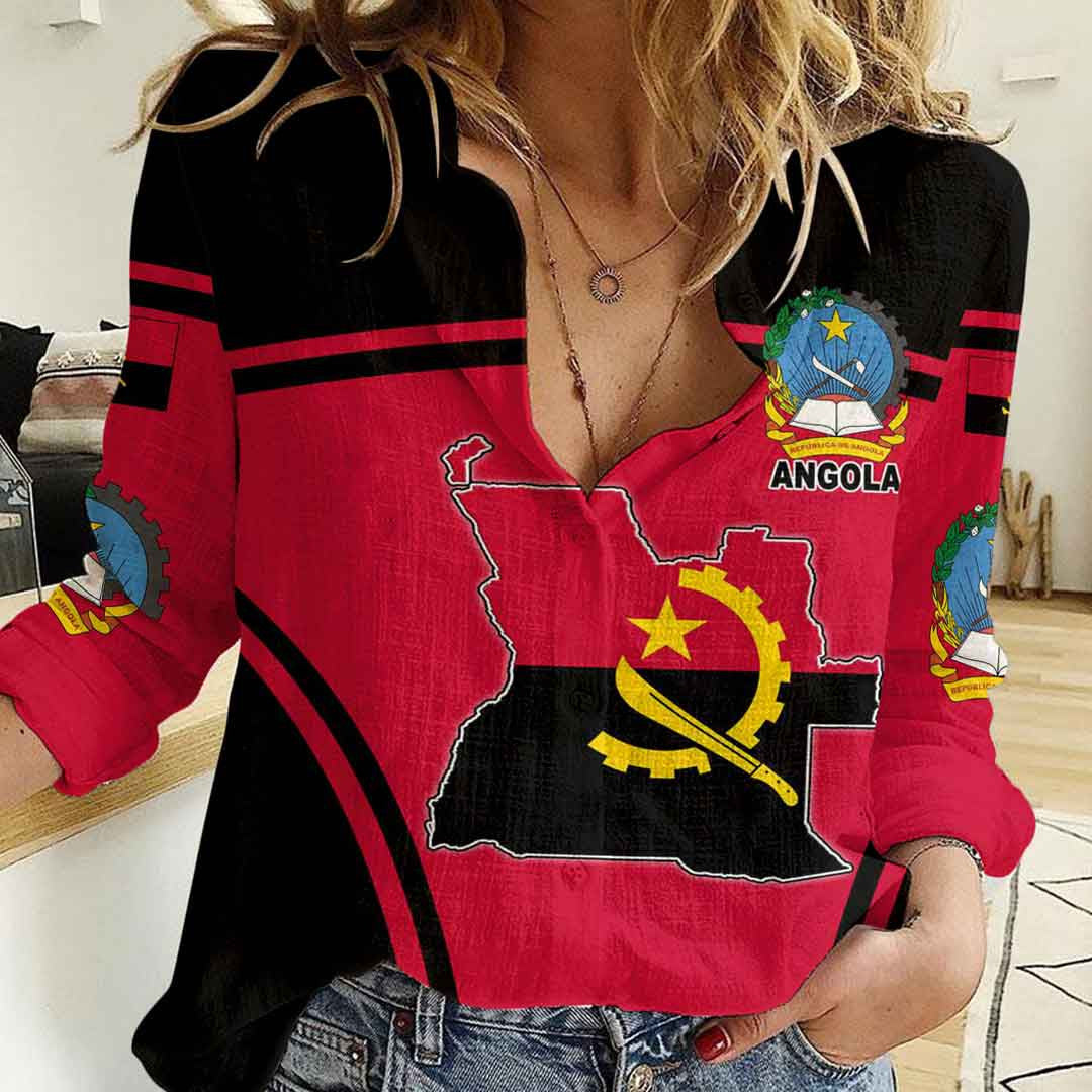 Clothing Angola Active Flag Women Casual Shirt