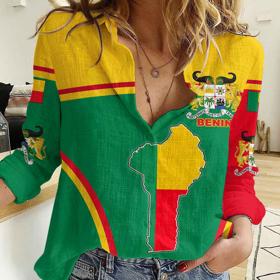 Clothing Benin Active Flag Women Casual Shirt