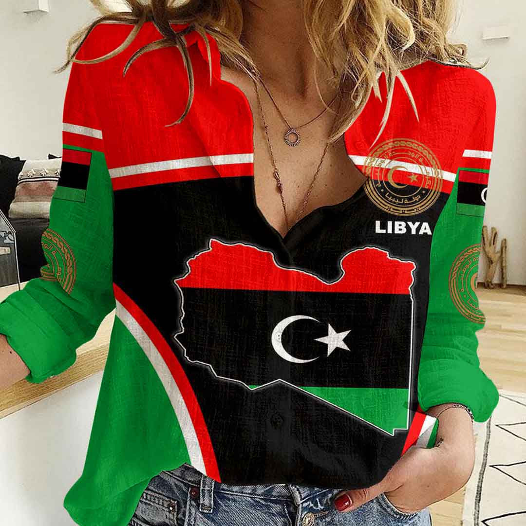 Clothing Libya Active Flag Women Casual Shirt