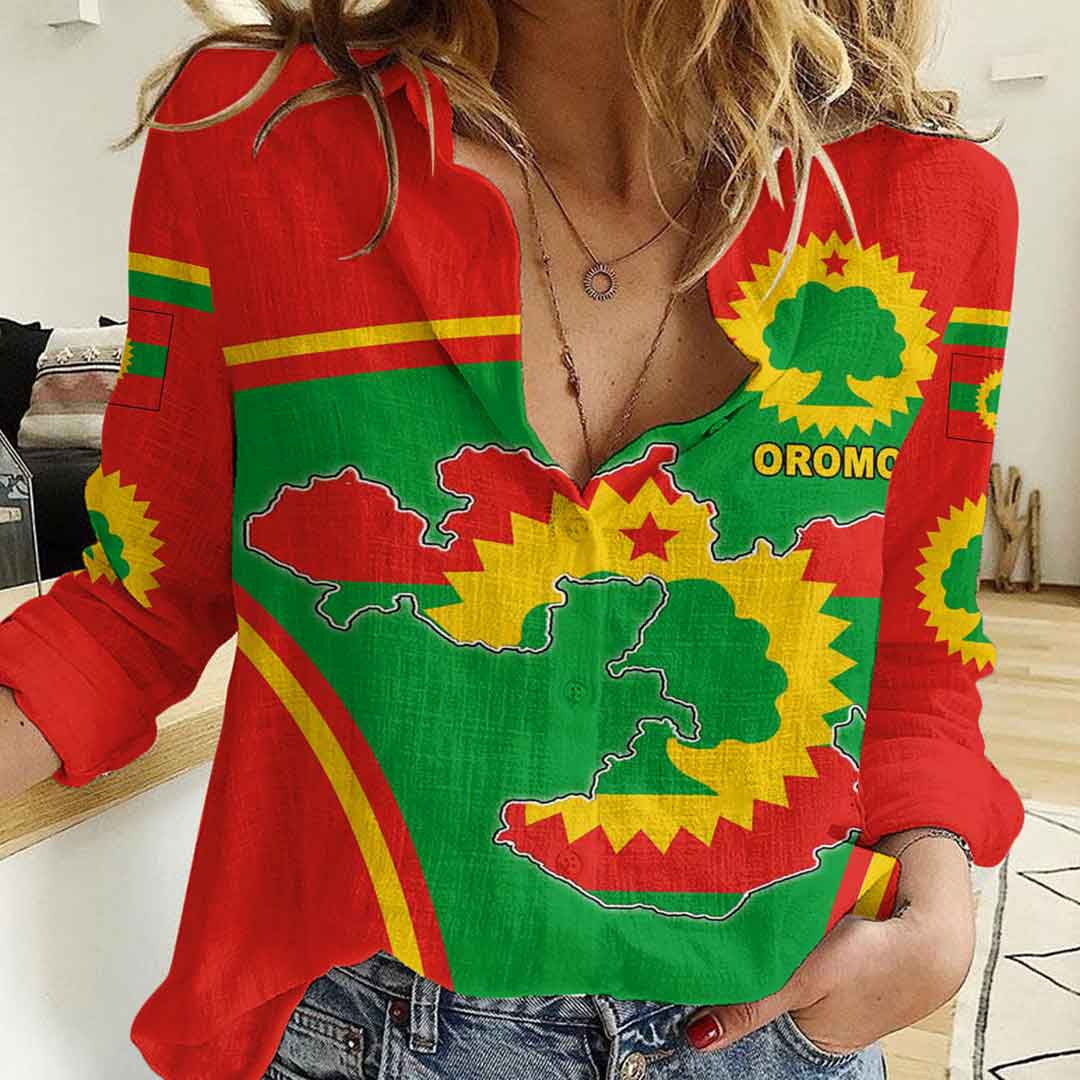 Clothing Oromo Active Flag Women Casual Shirt