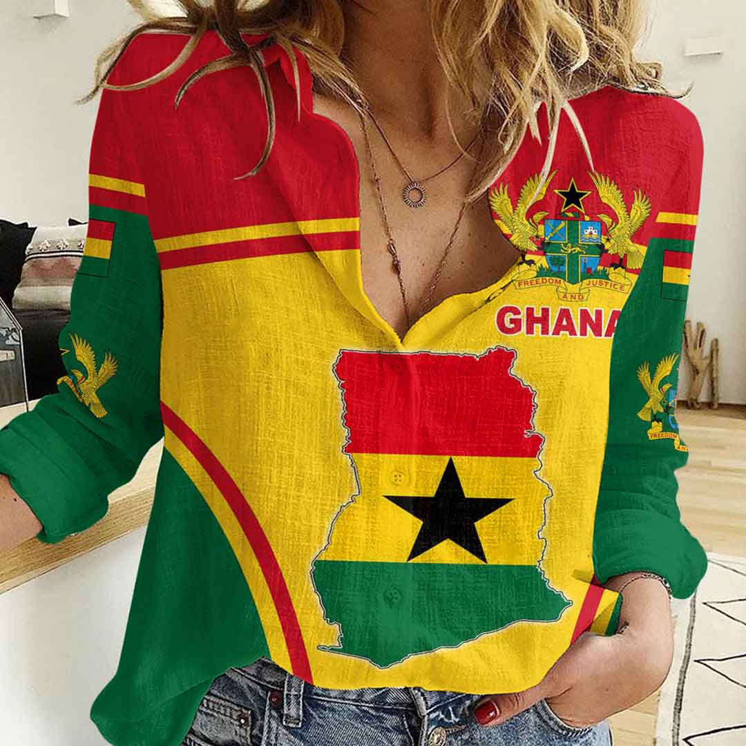 Clothing Ghana Active Flag Women Casual Shirt