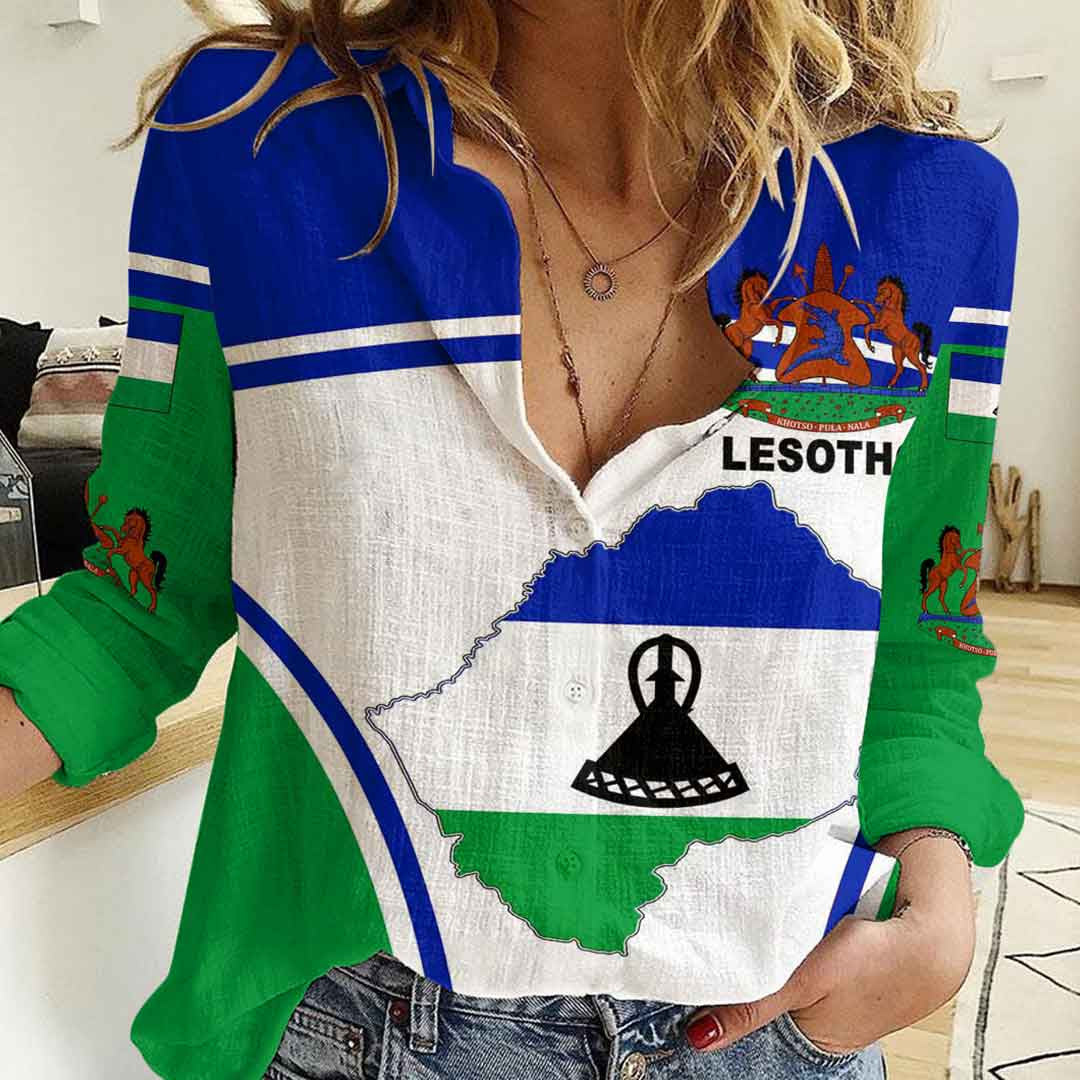 Clothing Lesotho Active Flag Women Casual Shirt