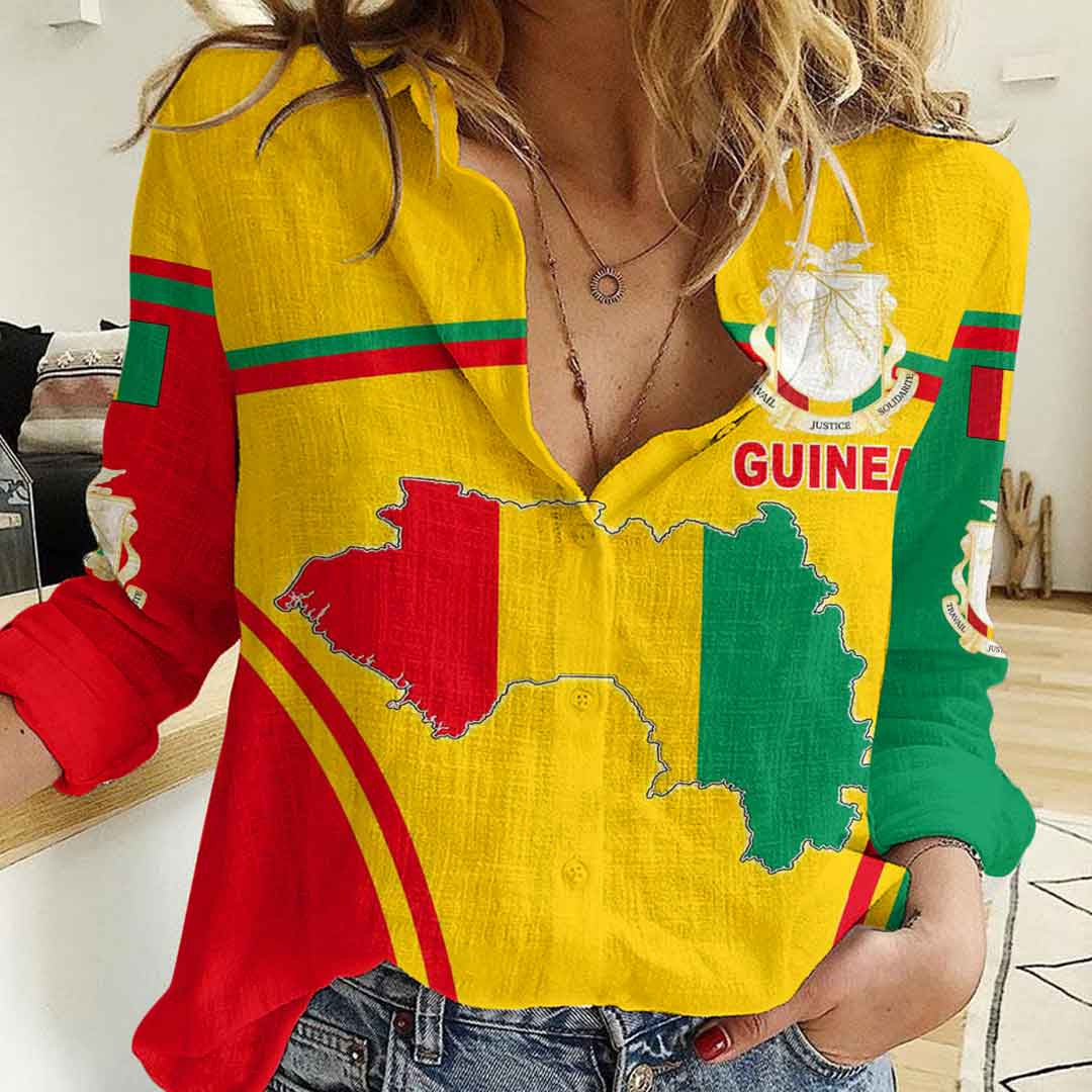Clothing Guinea Active Flag Women Casual Shirt