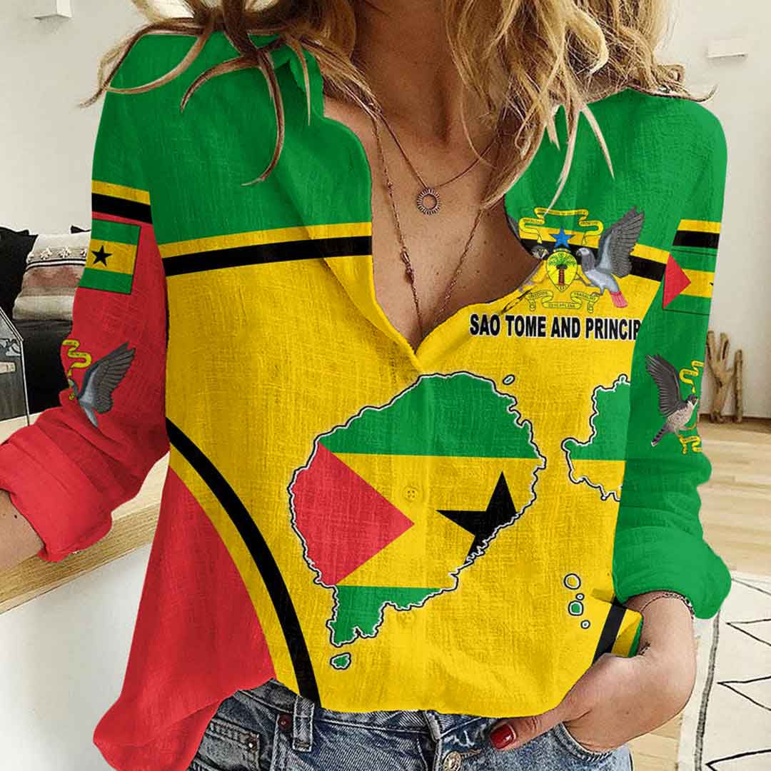 Clothing Sao Tome and Principe Active Flag Women Casual Shirt