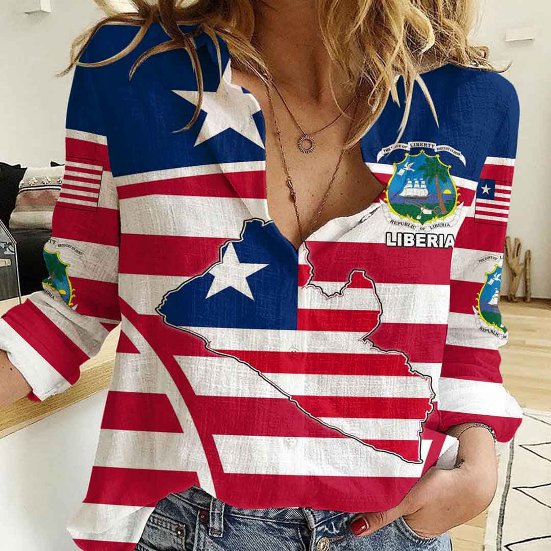Clothing Liberia Active Flag Women Casual Shirt