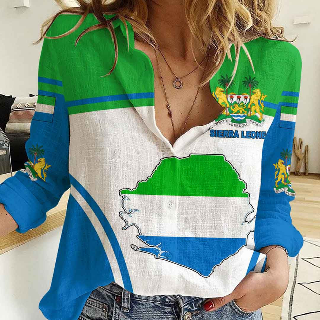 Clothing Sierra Leone Active Flag Women Casual Shirt