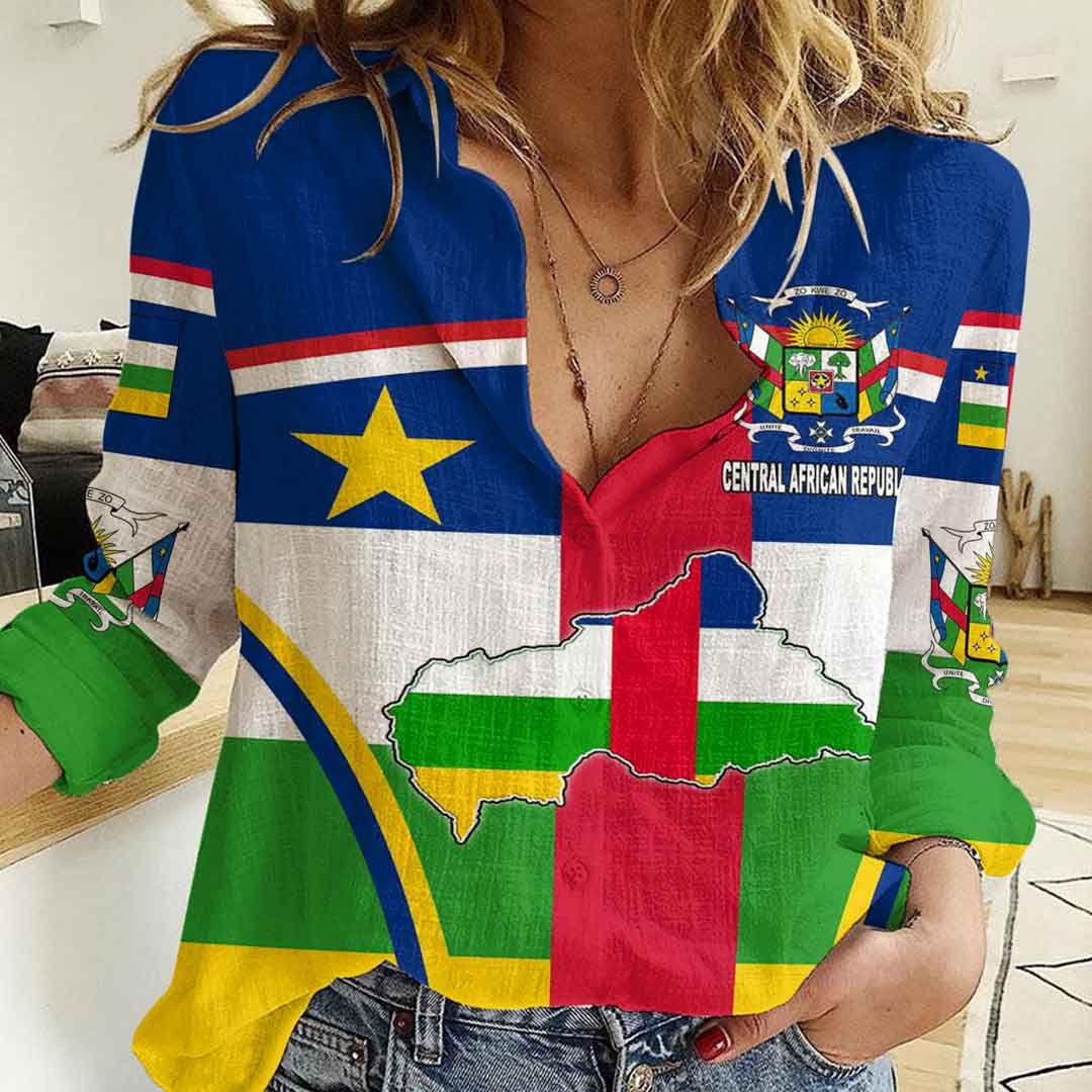 Clothing Central African Republic Active Flag Women Casual Shirt