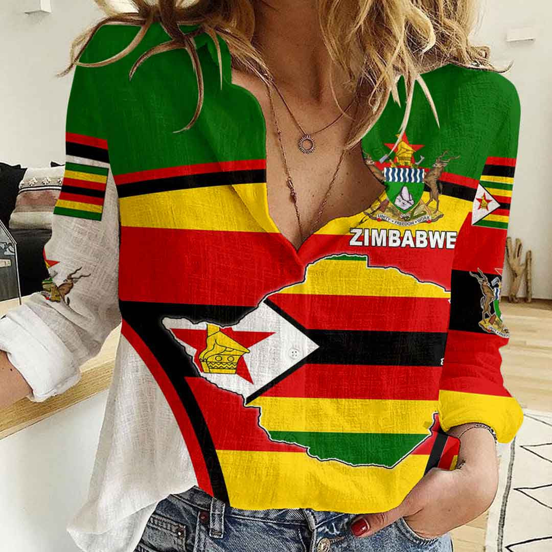 Clothing Zimbabwe Active Flag Women Casual Shirt