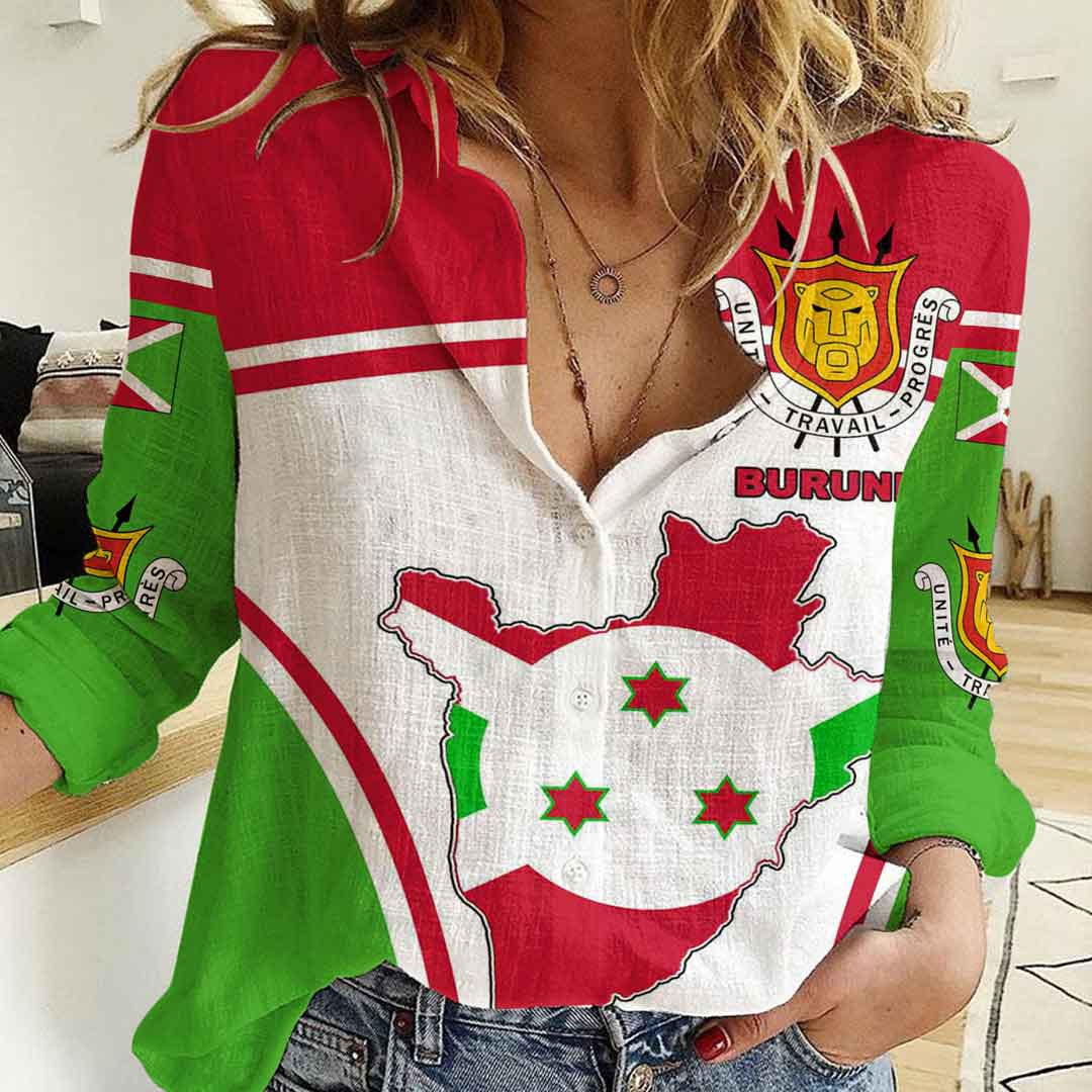 Clothing Burundi Active Flag Women Casual Shirt