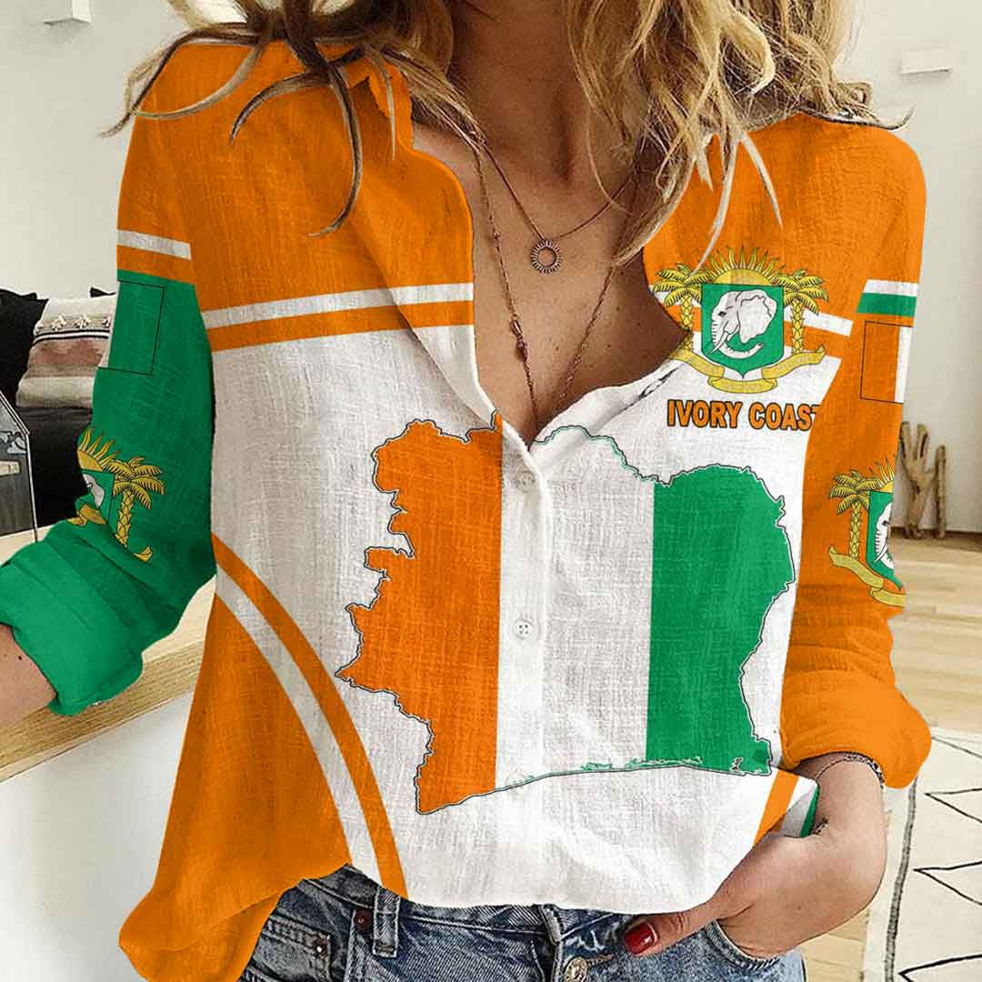 Clothing Ivory Coast Active Flag Women Casual Shirt