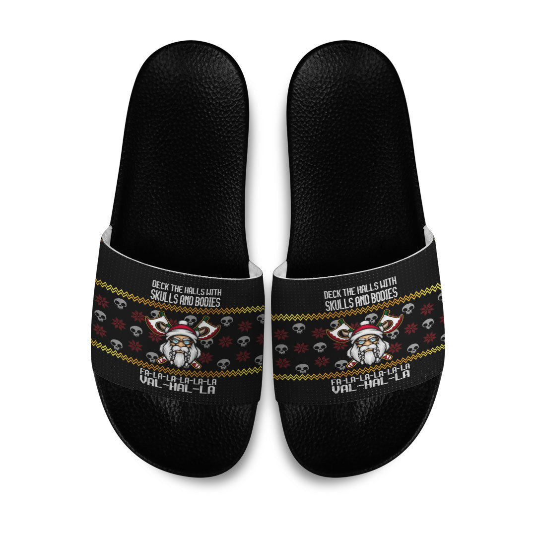 Love The World Slide Sandals Viking Santa In Valhalla Style Christmas Slide Sandals